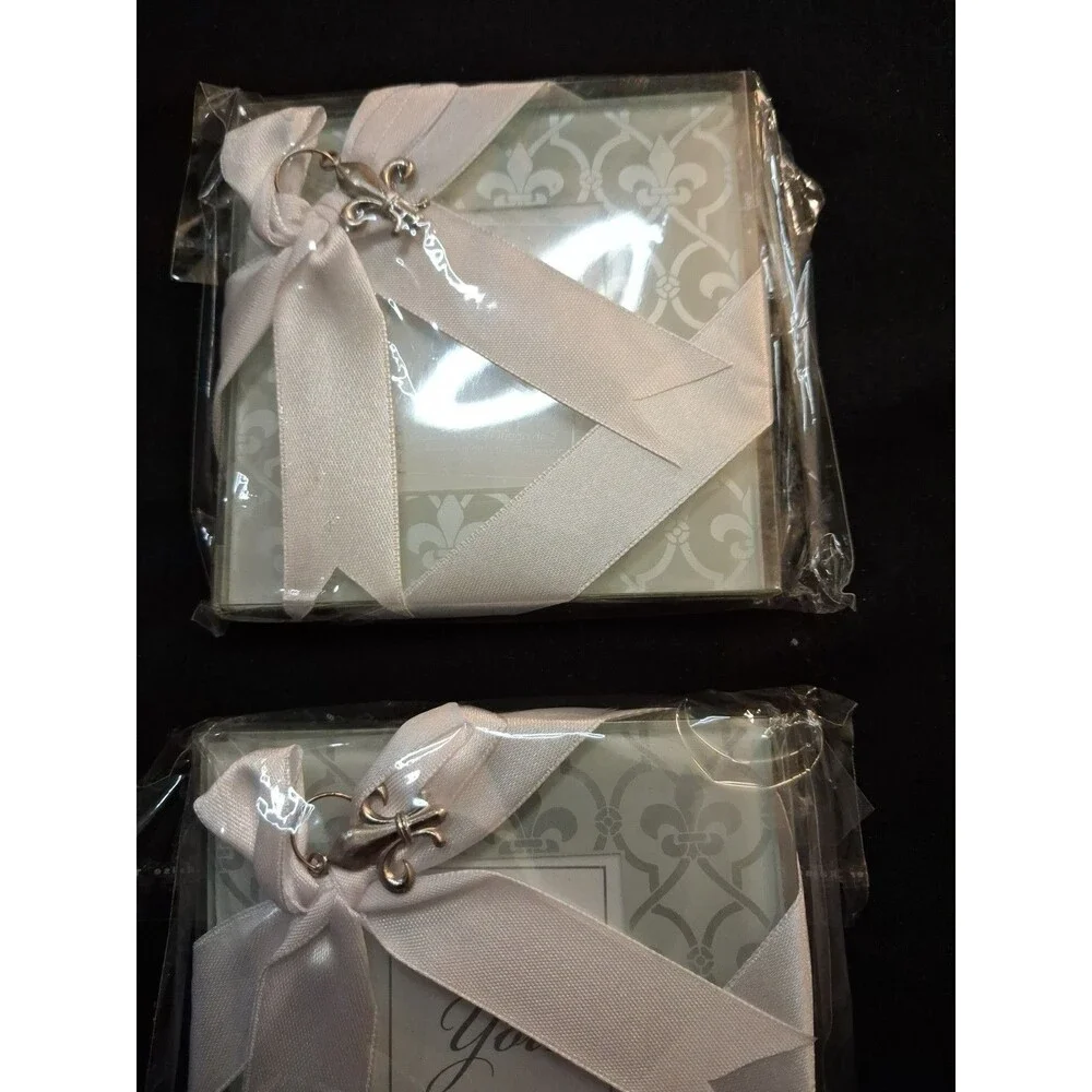 Kate Aspen Forever Glass Photo Coasters (Set Of 2), 4 Coasters Total, New